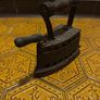 Antique Cast Iron Charcoal Clothes Iron with Wooden Handles Image 2