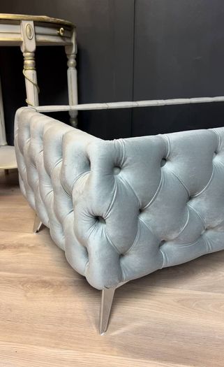 Velvet coffe table with glass