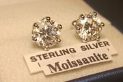 1 carat + 1 carat Moissanite Solitaire Stud Earrings