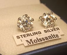 1 carat + 1 carat Moissanite Solitaire Stud Earrings