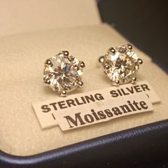 1 carat + 1 carat Moissanite Solitaire Stud Earrings