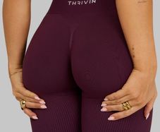 THRIVIN Elevate Seamsless V Waist Burgundy Scrunch Bum Flare Leggings Size L New With Tags