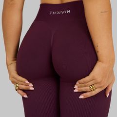 THRIVIN Elevate Seamsless V Waist Burgundy Scrunch Bum Flare Leggings Size L New With Tags