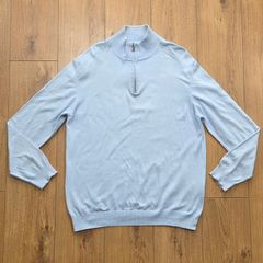 Oscar Jacobson Men's Quarter Zip Knit Jumper Size XL
