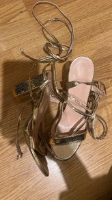 gold strappy heels
