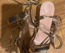 gold strappy heels