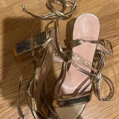gold strappy heels