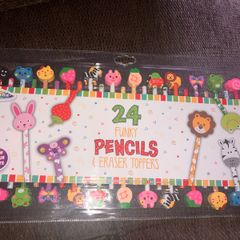 New 24 funky pencils with fun erasers