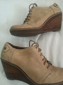 Clarks suede wedge shoes