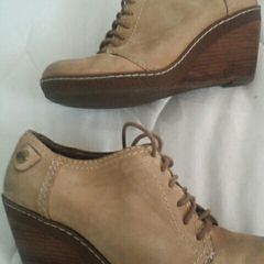 Clarks suede wedge shoes
