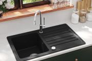 Kitchen Sink Single Basin with Drainer Reversible Black