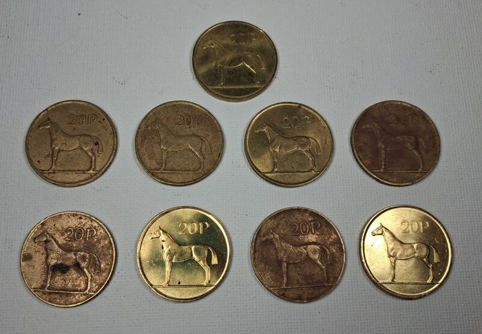 Collection of irish 1980s 20p coins