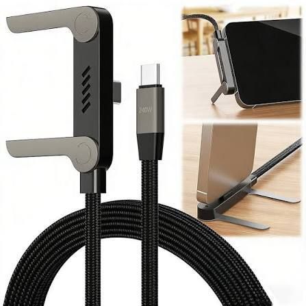 XO Fast Type C Cable Nb-Q311 Pd Usb-C Usb-C 1.5M 240W Black - Flat With Stand