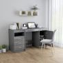 Desk High Gloss Grey 140x50x76 cm Chipboard Image 10