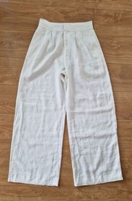 Ted Baker White Linen Wide Leg Trousers Size 2 UK 10