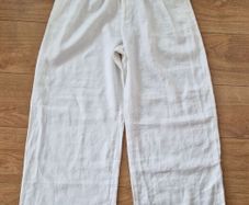 Ted Baker White Linen Wide Leg Trousers Size 2 UK 10