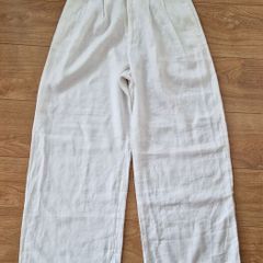 Ted Baker White Linen Wide Leg Trousers Size 2 UK 10