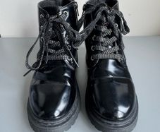 Little Diva Black Patent Ankle Boots UK 13, EU 32
