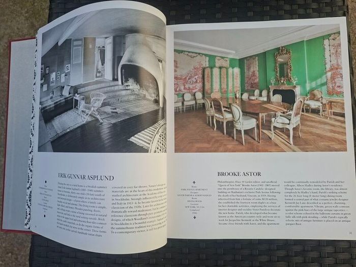 Large (447 pages) Hardcover Book Interiors: The Greatest Rooms of the Century (Merlot Red Velvet cover edition)