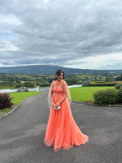 Danis Closet Orange Coral Debs Prom Dress Size 8