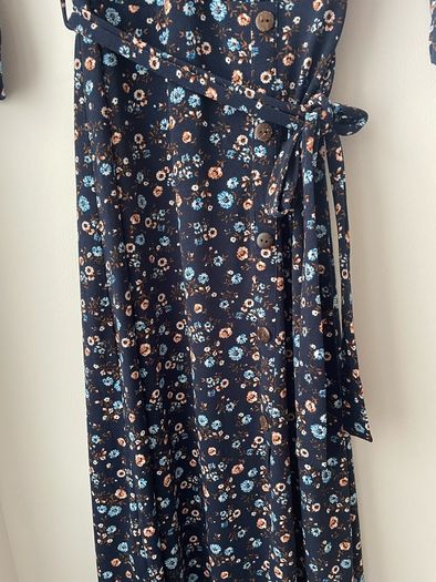 Monteau navy print belted dress size 10 - new