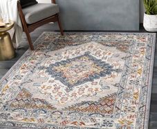 Vintage - Chic Area Rugs Living Room, Dining Room, Bedroom - Traditional , Oriental Boho Rug Style and Soft Medium Pile for Easy Care - Large 157x213 cm (FREE POSTAGE)