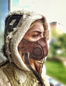 Postapocalyptic Genuine Brown Leather Face Mask