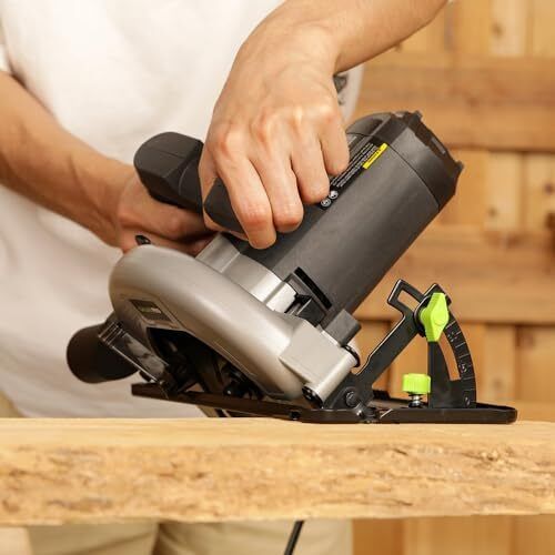 1400W Circular Saws, Max 6000 RPM Pure Copper Motor Electric Saws, Adjustable Cutting Depth and Angle: 62mm(90 )-48mm(45 ), Dust Collection System and 185mm Saw Blade