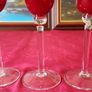 3 Piece Ruby Red Stemmed Swirl Champagne Flutes / Glasses Image 10