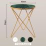 Round Coffe Table with Marble Effect Tabletop and Gold Metal Frame, Small Sofa Table Green Coffee Tables for Living Room, Bedroom, Sofa and Couch Image 2