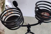 Vintage 1960 of swedish twin candle holders Holders, Cast Iron Candle Holders ,Ornate Black Metal Candle Holders ,twin black metal candle holders