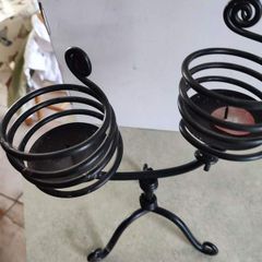 Vintage 1960 of swedish twin candle holders Holders, Cast Iron Candle Holders ,Ornate Black Metal Candle Holders ,twin black metal candle holders