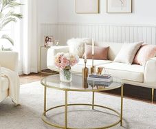 Living Room Coffee Table Living Room Glass AER Frame Round Coffee Table Gold
