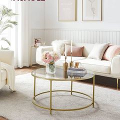 Living Room Coffee Table Living Room Glass AER Frame Round Coffee Table Gold