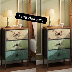 Bedside Tables Set of 2,Nightstand with 3 Drawers