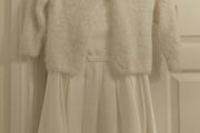 White satin Dress and cardigan set