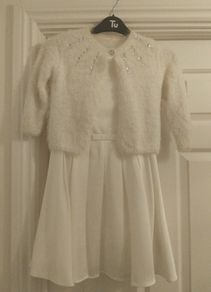 White satin Dress and cardigan set