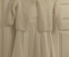 White satin Dress and cardigan set