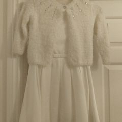 White satin Dress and cardigan set