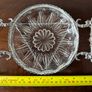 Vintage Glass Serving Dish in Ornate Metal Stand with Decorative Handles Image 2