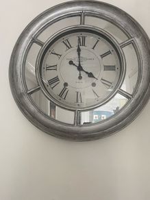 Beautiful Grey large clock with glass decor