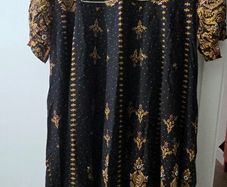 Black Flared Dress Beautiful Golden Work nd Print