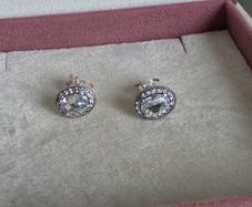 Pandora Silver and white crystal earrings very good condition