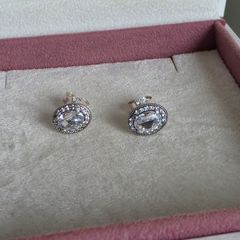 Pandora Silver and white crystal earrings very good condition