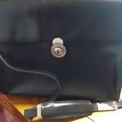 Laptop Plevier Black Leather Shoulder Bag