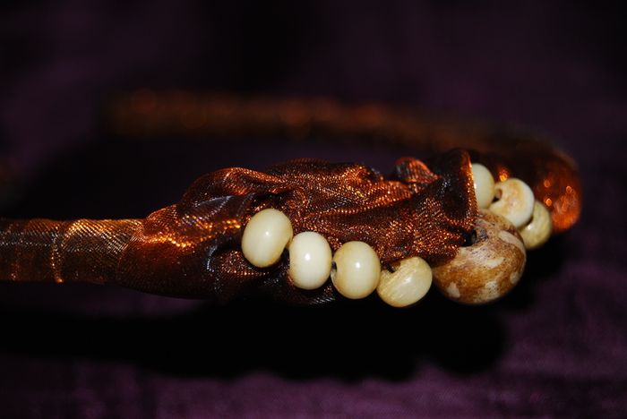 Handmade organza dark brown hairband