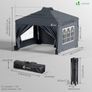 3m x 3m Pop Up Heavy Duty Gazebo with Sides, Central Lock System & 4 Weight Bags & Carry Bag, Marquee Garden Party Tent Outdoor, Grey Image 2