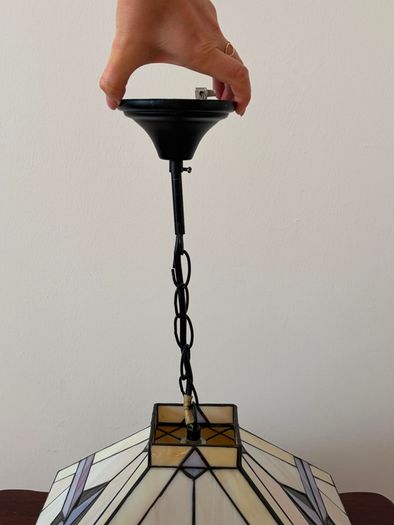 Vintage tiffany style stained glass ceiling pendant light ready to hang