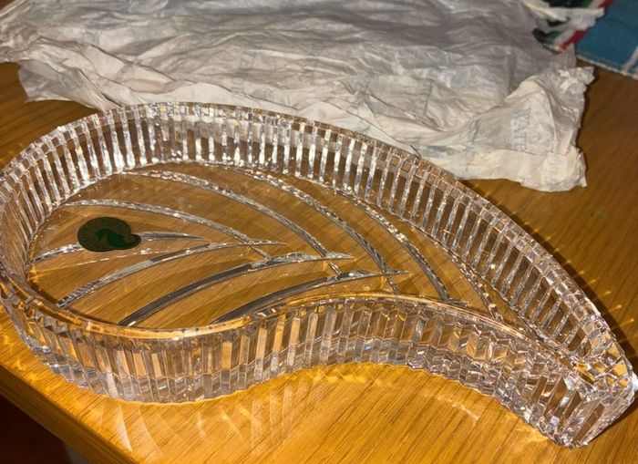 Vintage Waterford crystal leaf shaped dish