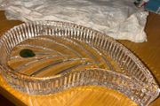 Vintage Waterford crystal leaf shaped dish